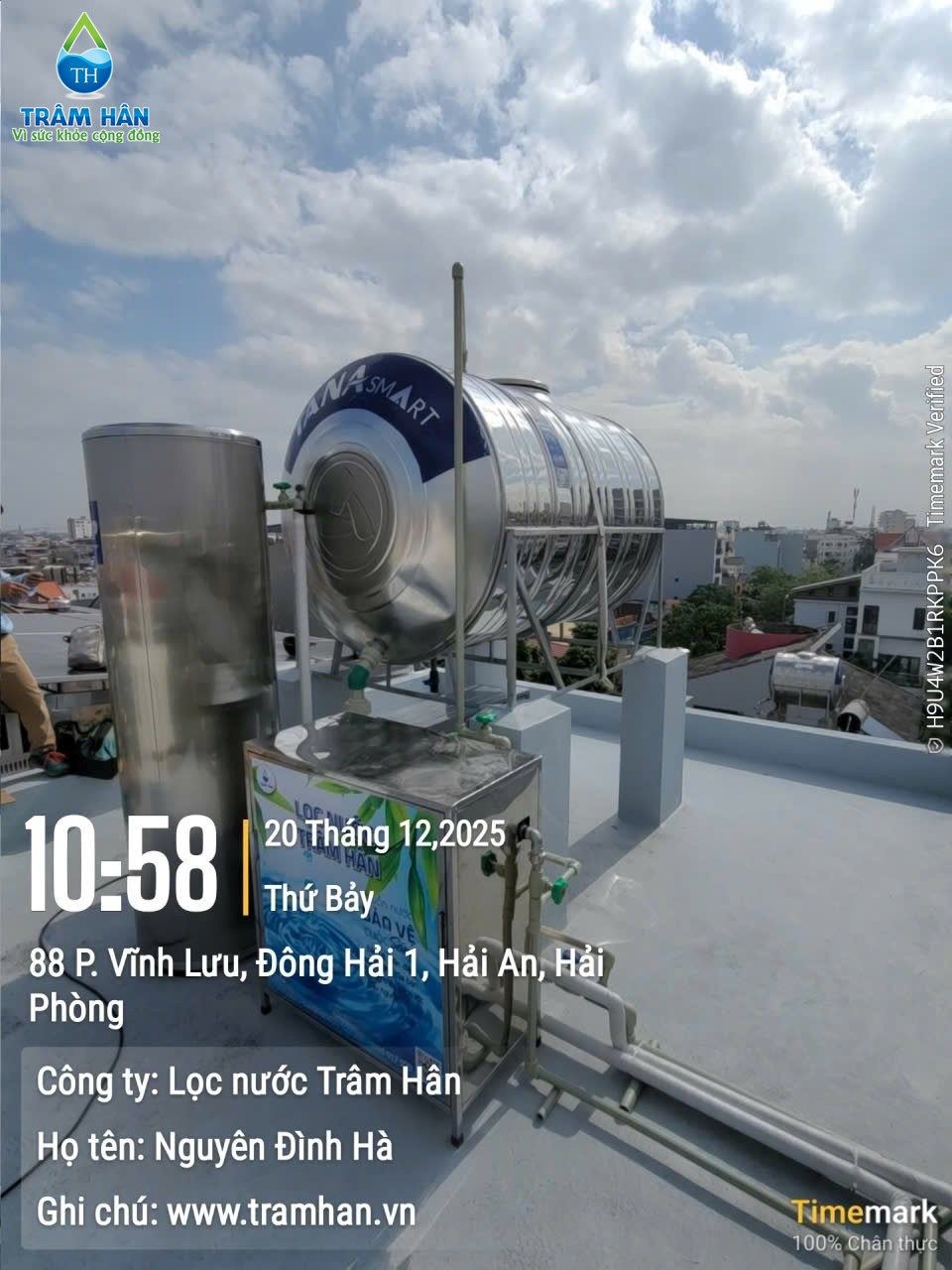 Tủ lọc tổng và bình bảo ôn trên sân thượng – Đông Hải